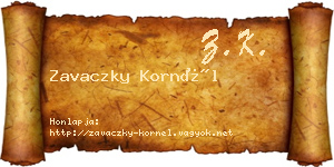 Zavaczky Kornél névjegykártya
